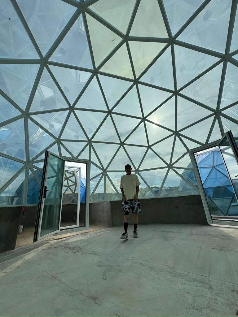 Geodesic dome under construction